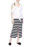 Figure View - Click To Enlarge - PROENZA SCHOULER - Centre split stripe jersey midi pencil skirt