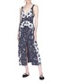 Figure View - Click To Enlarge - PROENZA SCHOULER - Hook-and-eye floral print patchwork crepe dress