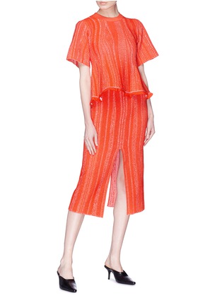 Figure View - Click To Enlarge - PROENZA SCHOULER - Drape back ottoman stitch knit flared top