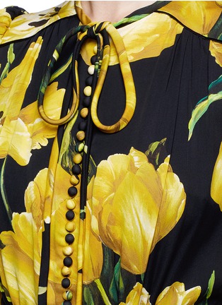 Detail View - Click To Enlarge - - - Tulip print ribbon neck silk mermaid dress