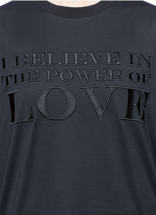 Detail View - Click To Enlarge - GIVENCHY - 'Power of Love' slogan embroidered cotton T-shirt