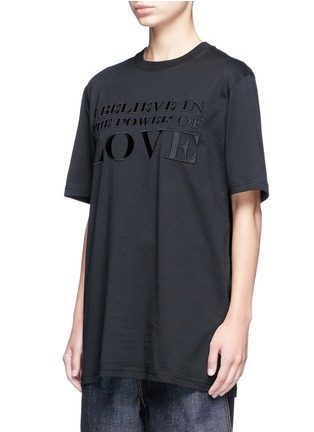 Front View - Click To Enlarge - GIVENCHY - 'Power of Love' slogan embroidered cotton T-shirt