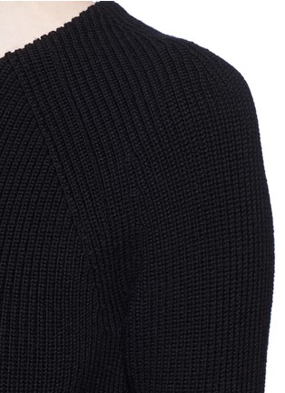 Detail View - Click To Enlarge - ALEXANDER MCQUEEN - Peplum sleeve wool knit flared dress