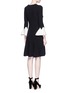 Back View - Click To Enlarge - ALEXANDER MCQUEEN - Peplum sleeve wool knit flared dress