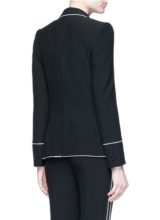 Back View - Click To Enlarge - ALEXANDER MCQUEEN - Contrast piping leaf crepe blazer