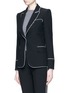 Front View - Click To Enlarge - ALEXANDER MCQUEEN - Contrast piping leaf crepe blazer