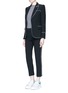 Figure View - Click To Enlarge - ALEXANDER MCQUEEN - Contrast piping leaf crepe blazer