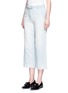 Front View - Click To Enlarge - CURRENT/ELLIOTT - 'The Cropped Neat' cotton-linen flared denim pants