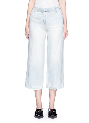 Main View - Click To Enlarge - CURRENT/ELLIOTT - 'The Cropped Neat' cotton-linen flared denim pants