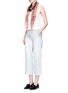 Figure View - Click To Enlarge - CURRENT/ELLIOTT - 'The Cropped Neat' cotton-linen flared denim pants