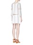 Back View - Click To Enlarge - ALICE & OLIVIA - 'Jolene' embroidered stripe neck tie dress