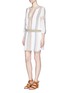 Figure View - Click To Enlarge - ALICE & OLIVIA - 'Jolene' embroidered stripe neck tie dress