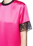 Detail View - Click To Enlarge - GIVENCHY - Floral lace trim silk satin dress