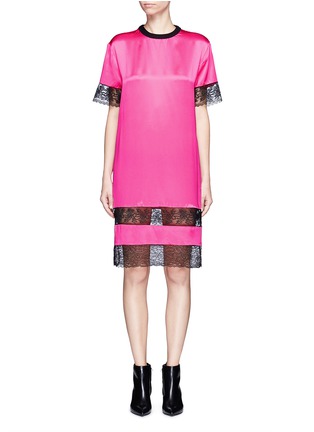 Main View - Click To Enlarge - GIVENCHY - Floral lace trim silk satin dress