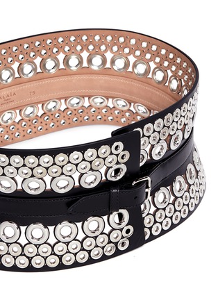 Detail View - Click To Enlarge - ALAÏA - Mix eyelet leather corset belt