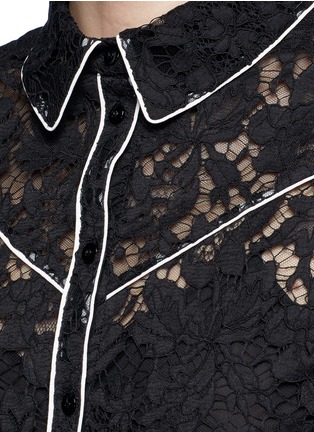 Detail View - Click To Enlarge - VALENTINO GARAVANI - Piped trim lace Western A-line dress