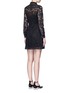 Back View - Click To Enlarge - VALENTINO GARAVANI - Piped trim lace Western A-line dress