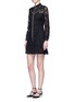 Figure View - Click To Enlarge - VALENTINO GARAVANI - Piped trim lace Western A-line dress