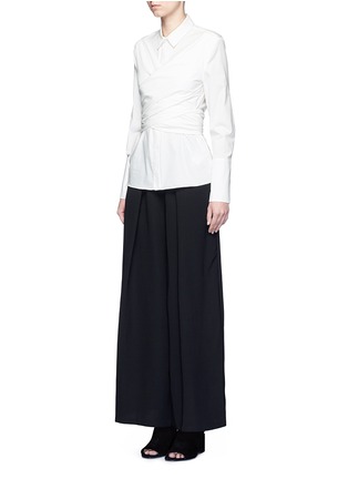 Front View - Click To Enlarge - C/MEO COLLECTIVE - 'I'm In It' wrap waist cotton poplin shirt
