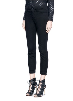Front View - Click To Enlarge - J BRAND - 'Anja' luxe sateen cuffed skinny pants