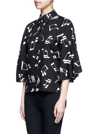 Front View - Click To Enlarge - SAINT LAURENT - Musical note print bell sleeve shirt