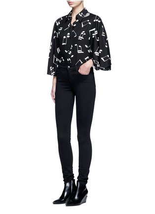 Figure View - Click To Enlarge - SAINT LAURENT - Musical note print bell sleeve shirt
