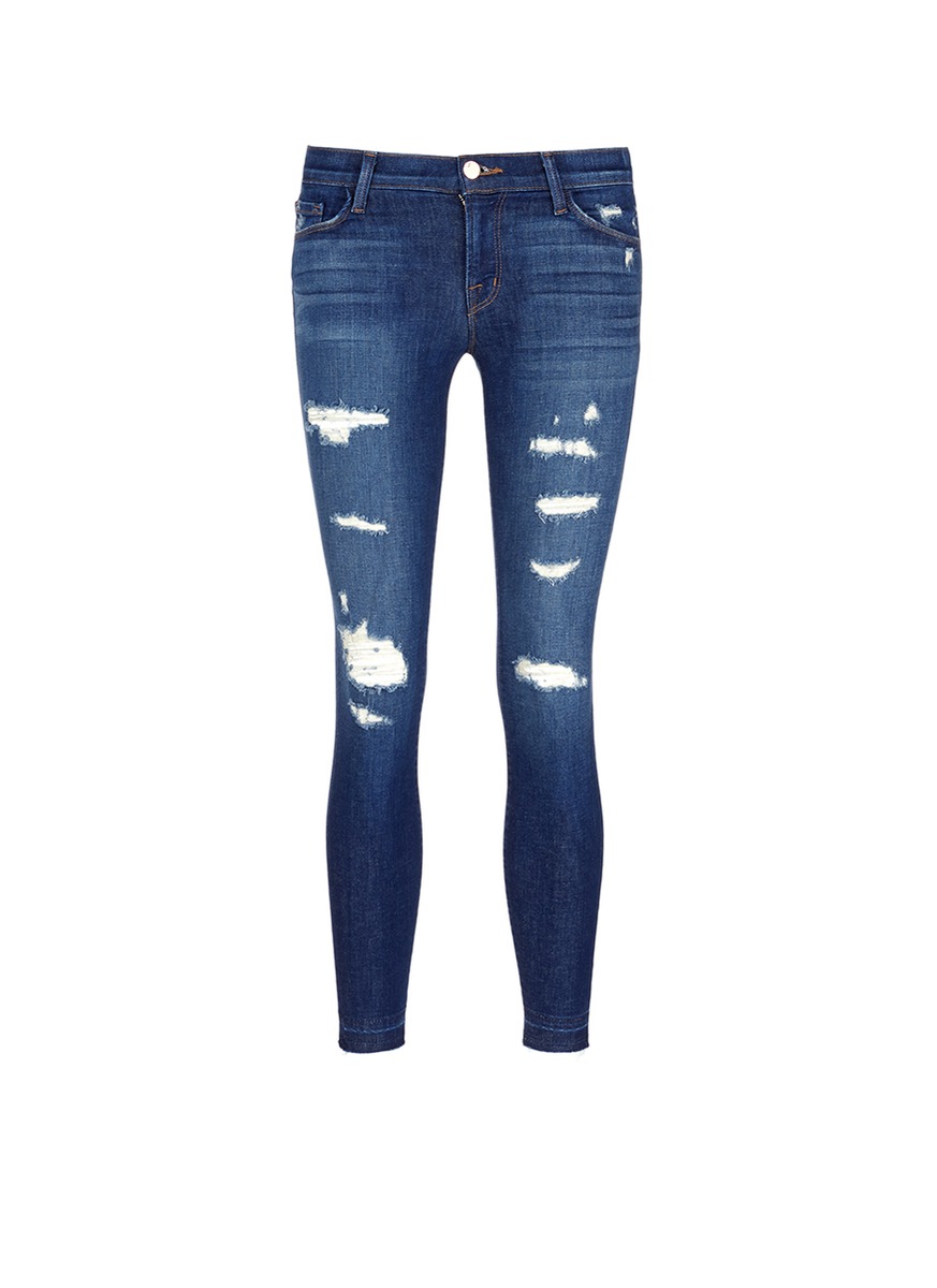 Cropped Skinny distressed jeans by J Brand