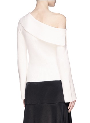 Back View - Click To Enlarge - THEORY - One-shoulder Merino wool blend sweater