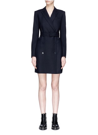 Main View - Click To Enlarge - THEORY - Belted virgin wool blend melton blazer dress