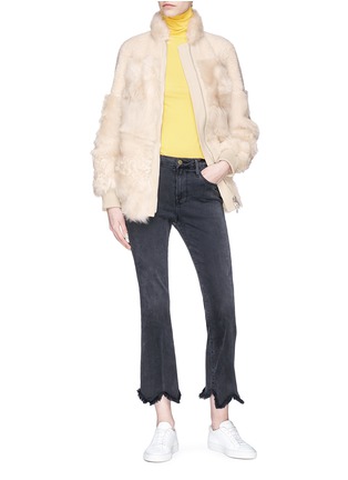 Figure View - Click To Enlarge - THEORY - Reversible lambskin shearling patchwork jacket