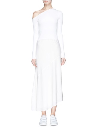 Main View - Click To Enlarge - THEORY - Knit panel one-shoulder silk dress