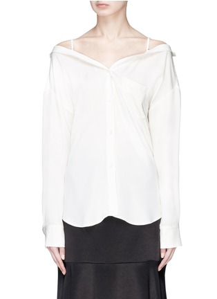 Main View - Click To Enlarge - THEORY - 'Tamalee' off-shoulder silk georgette shirt