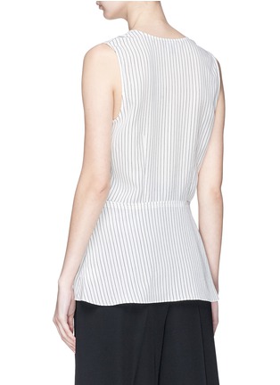 Back View - Click To Enlarge - THEORY - 'Fluid' pinstripe asymmetric drape silk crepe top