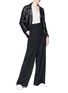 Figure View - Click To Enlarge - THEORY - 'Fluid' pinstripe asymmetric drape silk crepe top