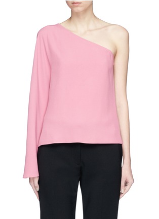 Main View - Click To Enlarge - THEORY - 'Ruza' flare sleeve one-shoulder satin crepe top