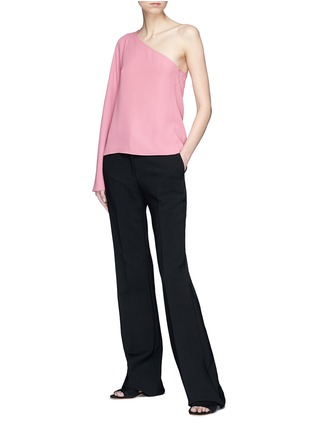 Figure View - Click To Enlarge - THEORY - 'Ruza' flare sleeve one-shoulder satin crepe top