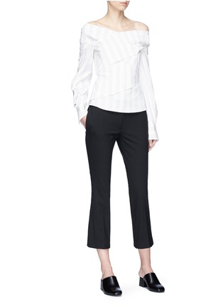 Figure View - Click To Enlarge - THEORY - Stripe cotton poplin mock wrap top