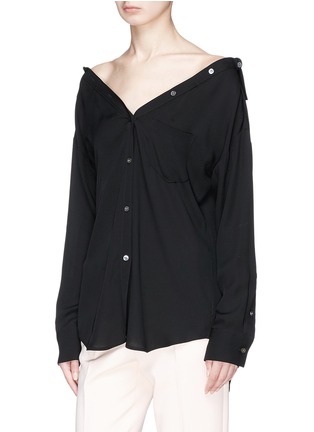Detail View - Click To Enlarge - THEORY - 'Tamalee' off-shoulder silk georgette shirt