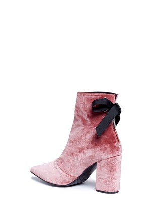Detail View - Click To Enlarge - CLERGERIE - 'Karlit' ribbon tie velvet ankle boots