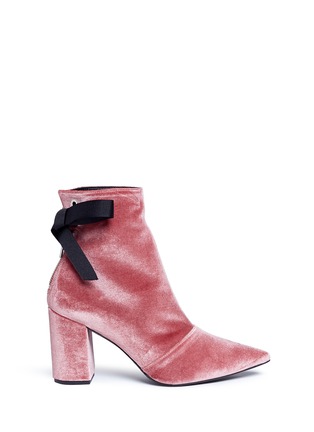 Main View - Click To Enlarge - CLERGERIE - 'Karlit' ribbon tie velvet ankle boots