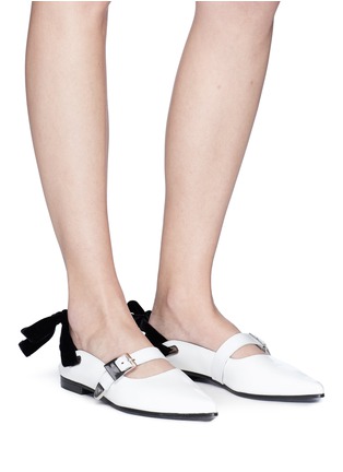 Figure View - Click To Enlarge - CLERGERIE - 'Lula' velvet ribbon leather Mary Jane flats