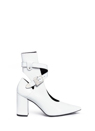 Main View - Click To Enlarge - CLERGERIE - 'Kult' buckled strap leather bootie pumps