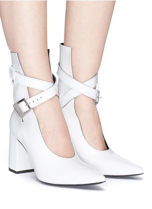 Figure View - Click To Enlarge - CLERGERIE - 'Kult' buckled strap leather bootie pumps