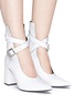 Figure View - Click To Enlarge - CLERGERIE - 'Kult' buckled strap leather bootie pumps