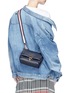 Figure View - Click To Enlarge - A-ESQUE - 'Home Bag S' stripe strap leather crossbody bag