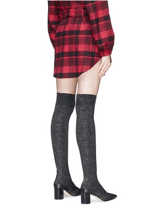 Back View - Click To Enlarge - ADAPTATION - Sleeve tie tartan plaid cotton flannel mini skirt