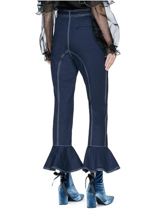 Back View - Click To Enlarge - SELF-PORTRAIT - Belted ruffle cuff cropped twill pants