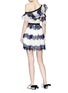 Figure View - Click To Enlarge - SELF-PORTRAIT - Colourblock wavy guipure lace one-shoulder mini dress