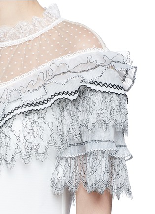 Detail View - Click To Enlarge - SELF-PORTRAIT - Organdy frill mesh yoke cady dress