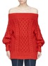 Main View - Click To Enlarge - SELF-PORTRAIT - Oversized off-shoulder cable knit sweater